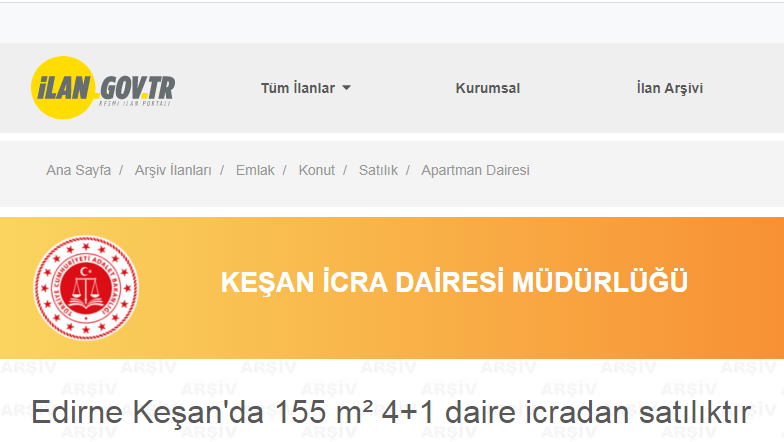 Kesan-Bankadan-satilik-daire-icradan-satılık-ev